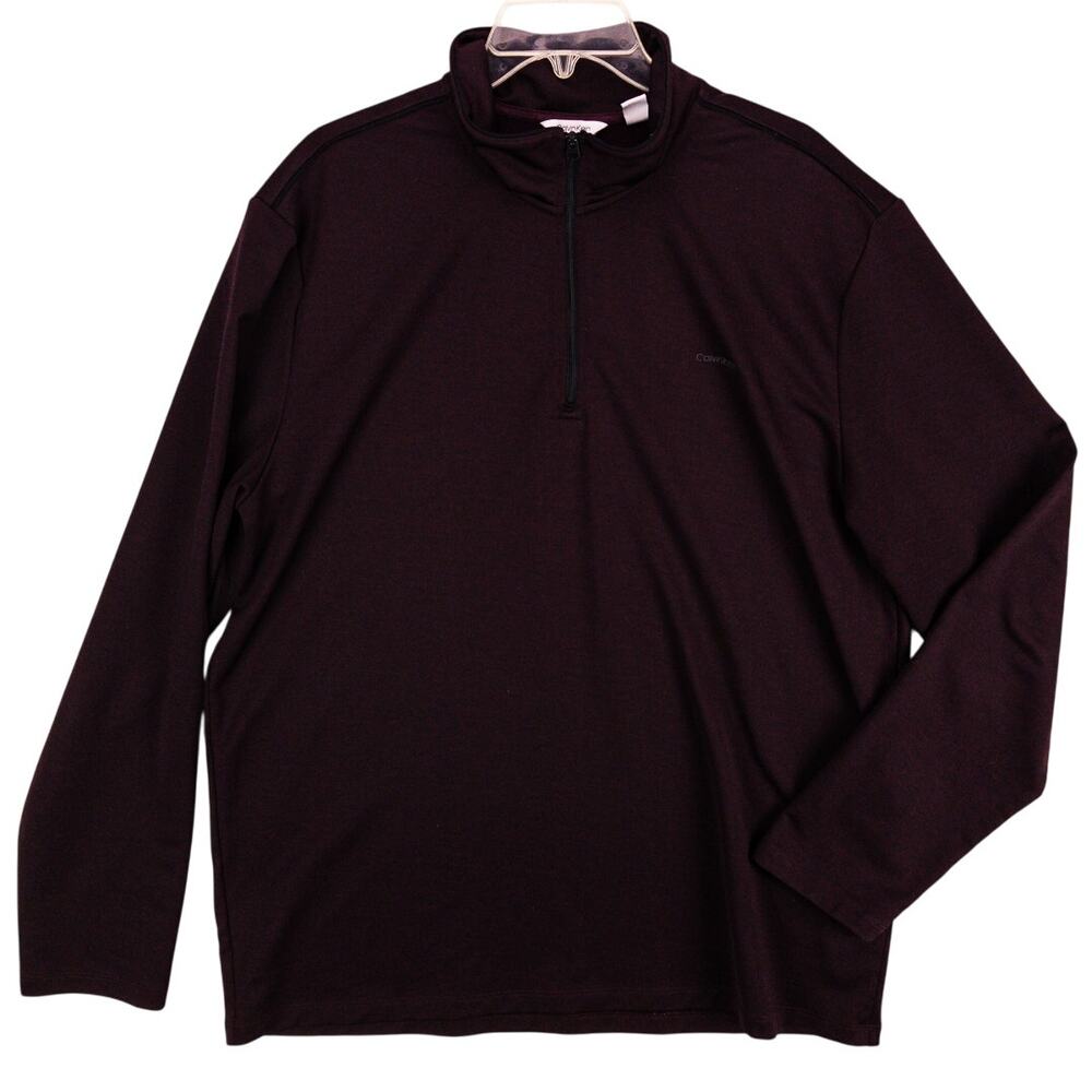 Men’s XL Quarter-Zip Mock Neck Pullover Maroon Smart Casual Layer Calvin Klein